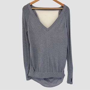 Lululemon Gray Long Sleeve V-Neck Cowl Back Knit Sweater 2-4 ($119)